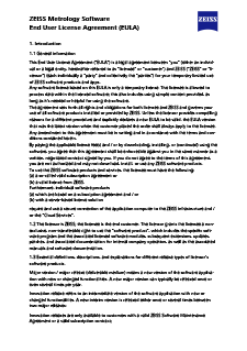 Pregled slike ZEISS Metrology Software End User License Agreement (EULA)