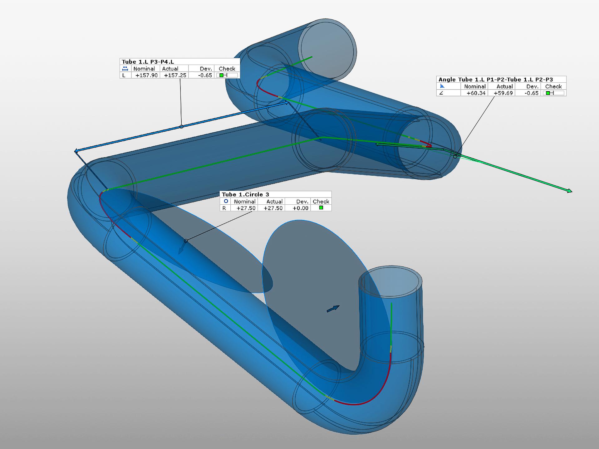 Određivanje parametara za korekciju savijenih cevi uz Tube Check modul u softveru ZEISS INSPECT.